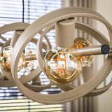 Hanging lamp 8-light beige metal round Otan