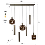 Pendant lamp Dax 7-lights brown 105 cm 