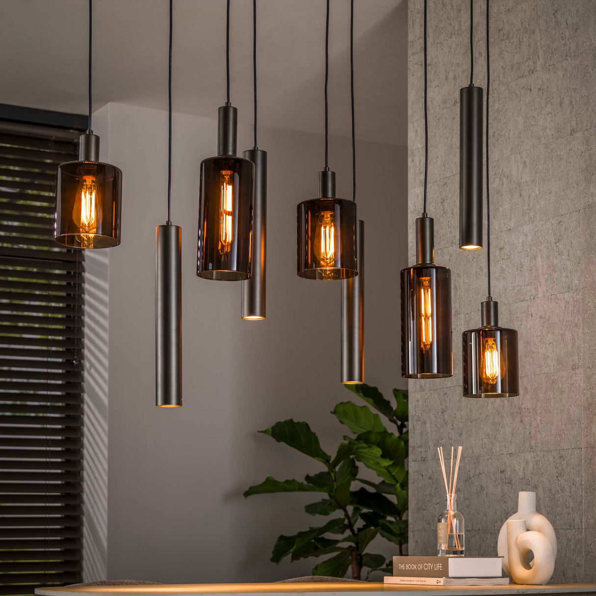 Aureo Pendant Light 9-light Sienna brown 