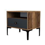 Bedside table Lizbon Walnut Anthracite Melamine 56x50.8x40 cm