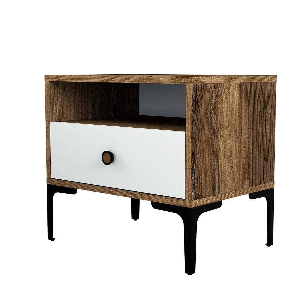 Bedside table Lizbon walnut white melamine 56x50.8x40 cm