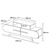 TV Meubel Rose Walnoot Wit Melamine 145x49,8x36,8 cm