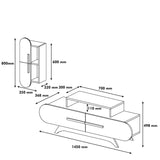 TV Meubels - TV Meubel Set Rose Walnoot Wit Melamine 145x49,8x36,8 cm - Dimehouse