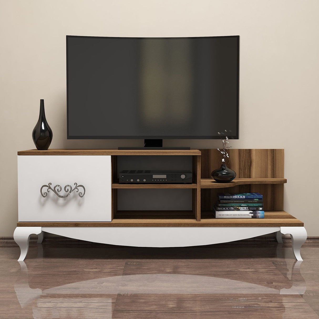 TV Meubel Sultan Walnoot Wit Melamine 130x50,6x45 cm