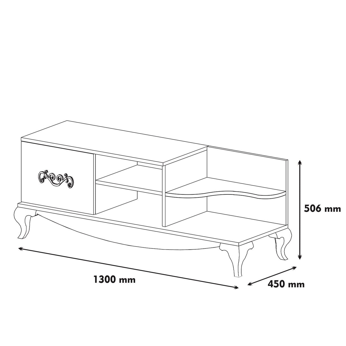 TV Meubel Sultan Walnoot Wit Melamine 130x50,6x45 cm