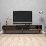TV Meubels - TV Meubel Milan Walnoot Zwart Melamine 180x40x35 cm - Dimehouse