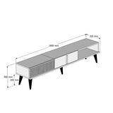 TV Meubels - TV Meubel Milan Walnoot Zwart Melamine 180x40x35 cm - Dimehouse