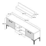 TV Meubel Set Riga Walnoot Antraciet Melamine 140x48x30 cm