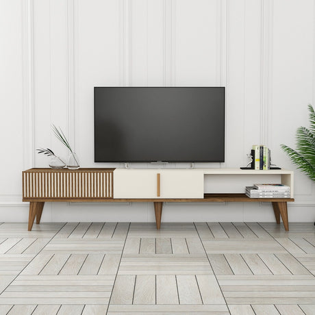 TV Meubels - TV Meubel Milan Alt Walnoot Crème Melamine 180x40x35 cm - Dimehouse