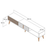 TV Meubels - TV Meubel Milan Alt Walnoot Crème Melamine 180x40x35 cm - Dimehouse