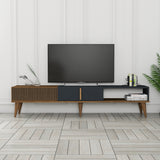TV Meubels - TV Meubel Milan Alt Walnoot Antraciet Melamine 180x40x35 cm - Dimehouse