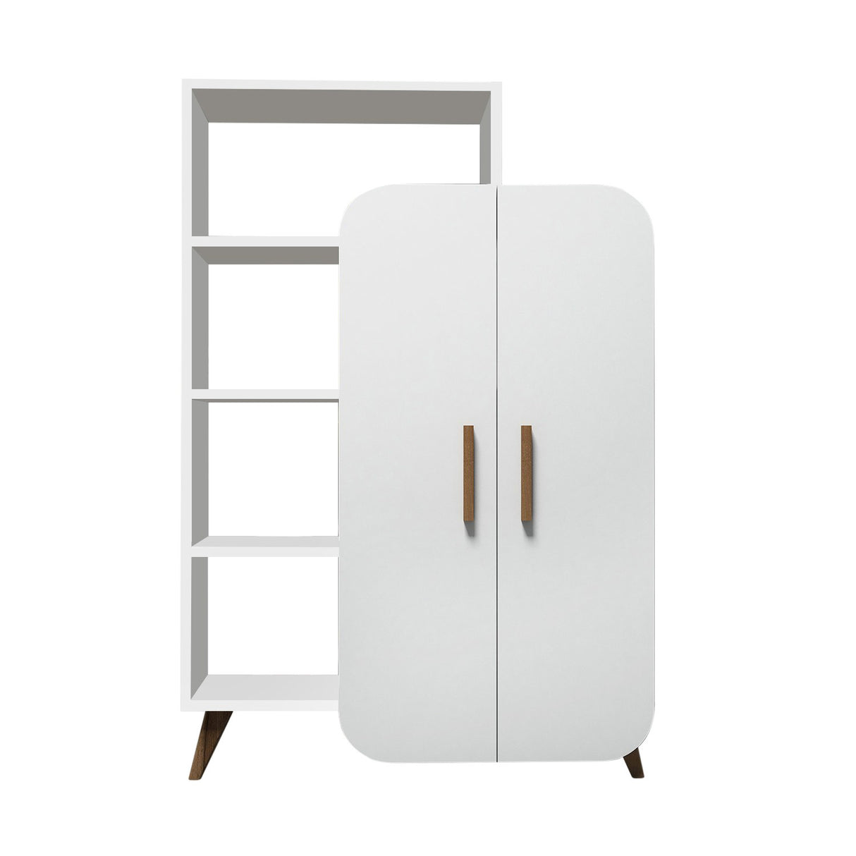 Scandinavian bookcase white melamine Form 90x132x32 cm