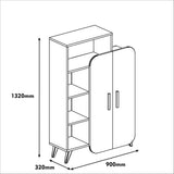 Scandinavian bookcase white melamine Form 90x132x32 cm