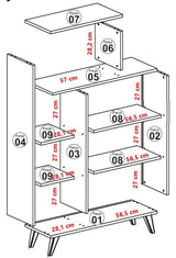 Scandinavian bookcase white melamine Form 90x132x32 cm