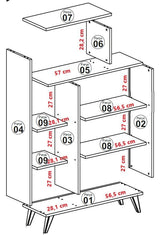 Scandinavian bookcase walnut white melamine Form 90x132x32 cm
