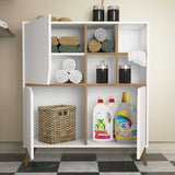 Wandkasten - Wandkast Pulse Wit Walnoot Melamine 100x115x30 cm - Dimehouse