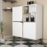 Wandkasten - Wandkast Pulse Wit Walnoot Melamine 100x115x30 cm - Dimehouse