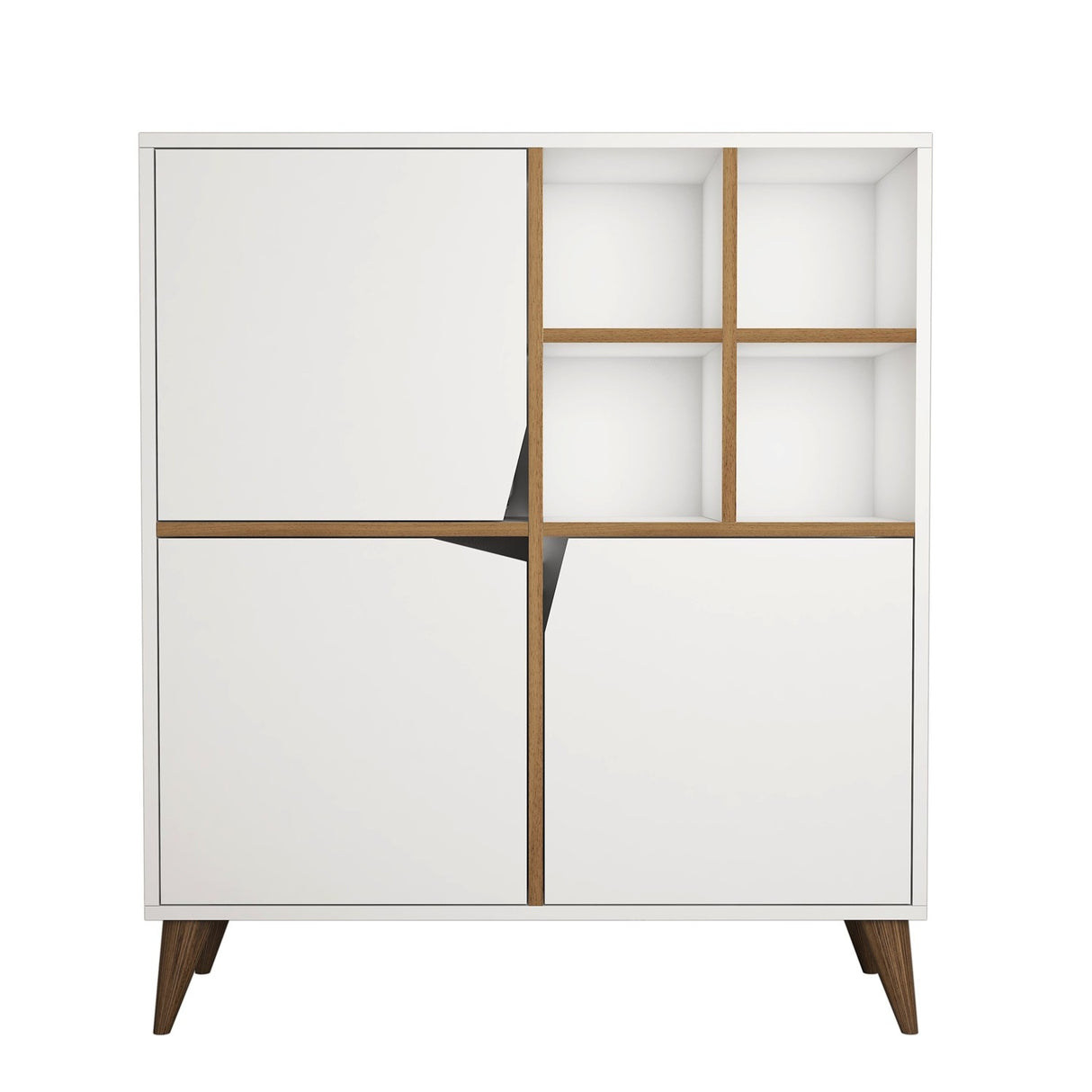 Wandkasten - Wandkast Pulse Wit Walnoot Melamine 100x115x30 cm - Dimehouse