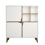 Wandkasten - Wandkast Pulse Wit Walnoot Melamine 100x115x30 cm - Dimehouse