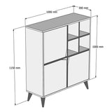 Wandkasten - Wandkast Pulse Walnoot Wit Melamine 100x115x30 cm - Dimehouse