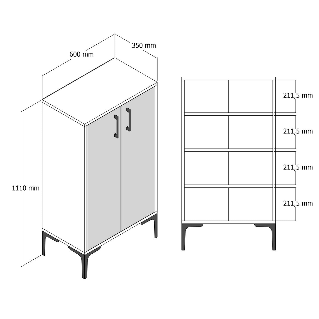 Schoenenkast Prag Walnoot Wit Marmer Melamine 60x111x35 cm