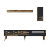 TV Meubels - TV Meubel Set Valensiya Walnoot Antraciet Melamine 180x35x45 cm - Dimehouse