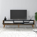 TV Meubels - TV Meubel Valensiya Walnoot Antraciet Melamine 180x35x45 cm - Dimehouse