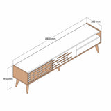 TV Meubels - TV Meubel Valensiya Walnoot Wit Melamine 180x35x45 cm - Dimehouse
