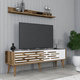 TV Meubel Set Valensiya Walnoot Wit Melamine 140x35x45 cm