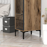 Kledingkasten - Kledingkast Kumual P Walnoot Antraciet Melamine 40x47,5x201,4 cm - Dimehouse
