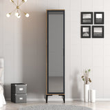Kledingkasten - Kledingkast Kumual R Walnoot Antraciet Melamine 40x47,5x201,4 cm - Dimehouse