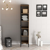 Kledingkasten - Kledingkast Kumual R Walnoot Antraciet Melamine 40x47,5x201,4 cm - Dimehouse