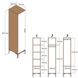 Kledingkasten - Kledingkast Kumual R Walnoot Antraciet Melamine 40x47,5x201,4 cm - Dimehouse