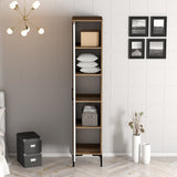 Kledingkasten - Kledingkast Kumual S Walnoot Wit Melamine 40x47,5x201,4 cm - Dimehouse