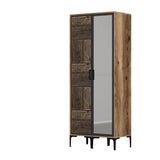 Kledingkasten - Kledingkast Kumsal PR Walnoot Antraciet Melamine 80x47,5x201,4 cm - Dimehouse