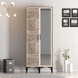 Kledingkasten - Kledingkast Kumsal PR Walnoot Wit Melamine 80x47,5x201,4 cm - Dimehouse