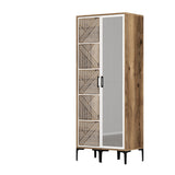 Kledingkasten - Kledingkast Kumsal PR Walnoot Wit Melamine 80x47,5x201,4 cm - Dimehouse