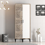 Kledingkasten - Kledingkast Kumsal PS Walnoot Wit Melamine 80x47,5x201,4 cm - Dimehouse