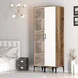 Kledingkasten - Kledingkast Kumsal PS Walnoot Wit Melamine 80x47,5x201,4 cm - Dimehouse
