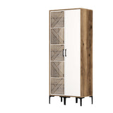 Kledingkasten - Kledingkast Kumsal PS Walnoot Wit Melamine 80x47,5x201,4 cm - Dimehouse