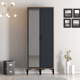 Kledingkasten - Kledingkast Kumsal RS Walnoot Antraciet Melamine 80x47,5x201,4 cm - Dimehouse
