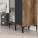 Kledingkasten - Kledingkast Kumsal RS Walnoot Antraciet Melamine 80x47,5x201,4 cm - Dimehouse
