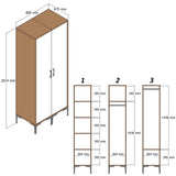 Kledingkasten - Kledingkast Kumsal RS Walnoot Antraciet Melamine 80x47,5x201,4 cm - Dimehouse