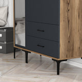 Wardrobe Kumual RT Walnut Anthracite Melamine 120x47.5x201.4 cm