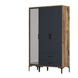 Wardrobe Kumual RT Walnut Anthracite Melamine 120x47.5x201.4 cm