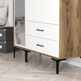 Kledingkasten - Kledingkast Kumual RT Walnoot Wit Melamine 120x47,5x201,4 cm - Dimehouse