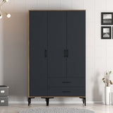 Wardrobe Kumual St Walnut Anthracite Melamine 120x47.5x201.4 cm