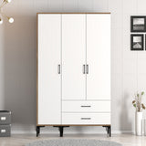 Kledingkasten - Kledingkast Kumual ST Walnoot Wit Melamine 120x47,5x201,4 cm - Dimehouse