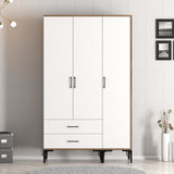 Kledingkasten - Kledingkast Kumual ST Walnoot Wit Melamine 120x47,5x201,4 cm - Dimehouse