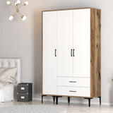 Kledingkasten - Kledingkast Kumual ST Walnoot Wit Melamine 120x47,5x201,4 cm - Dimehouse
